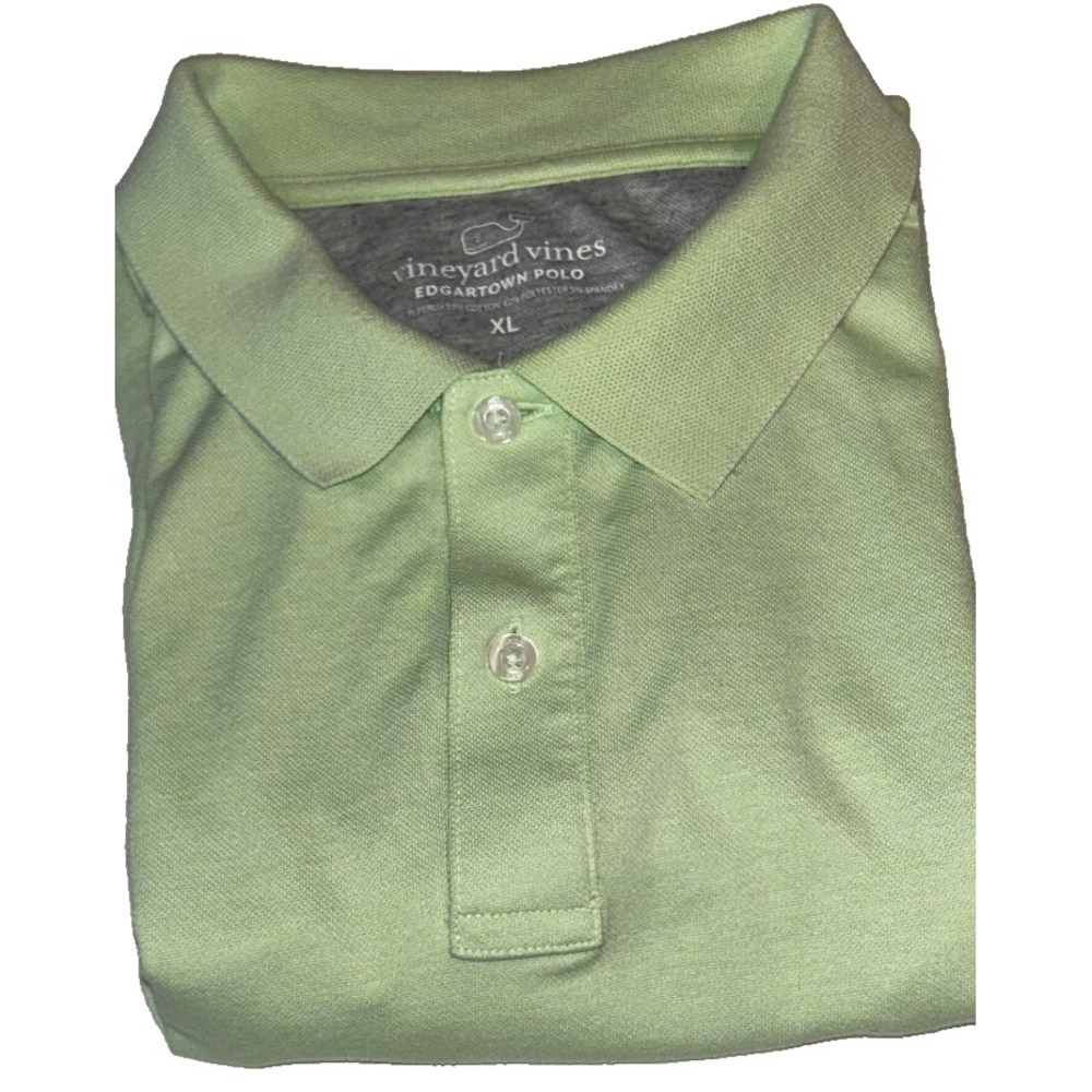 Vineyard Vines Edgartown Polo XL Stretch Performance Shirt‎ Green Whale Logo